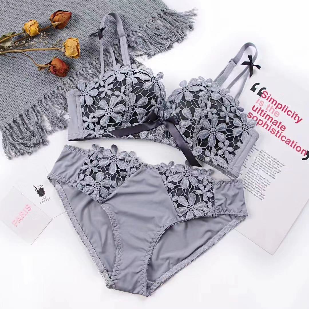 Lace embroidered brassiere bra