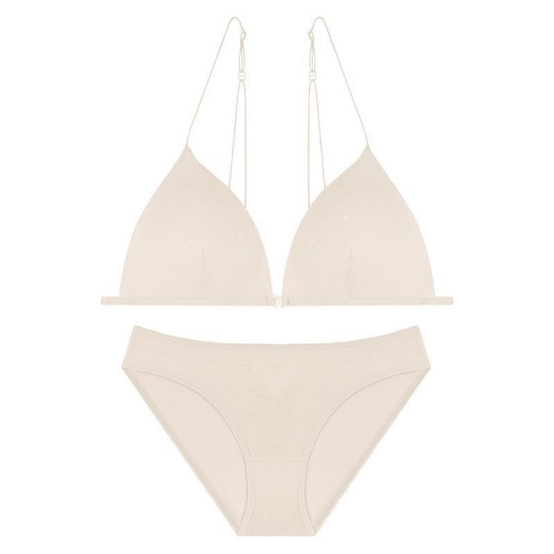 French Sexy Underwear Women's Front Buckle Triangle Cup Wireless Bra Thin