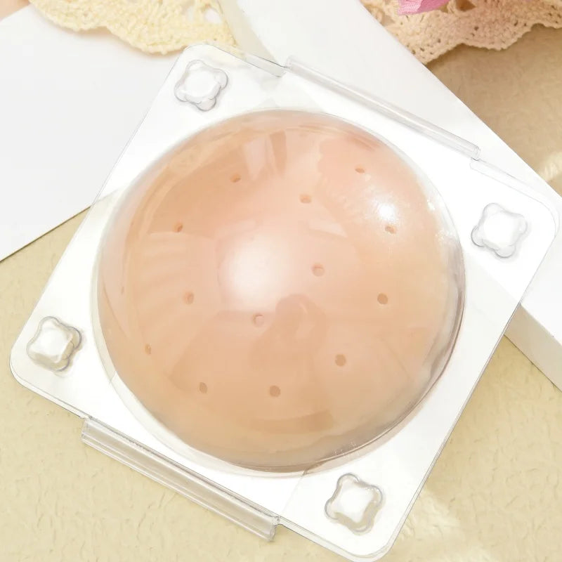 Women Breathable Silicone Nipple Cover Hollow Out Breast Petal Strapless Bras Summer Invisible Intimates Boob Pads With Box