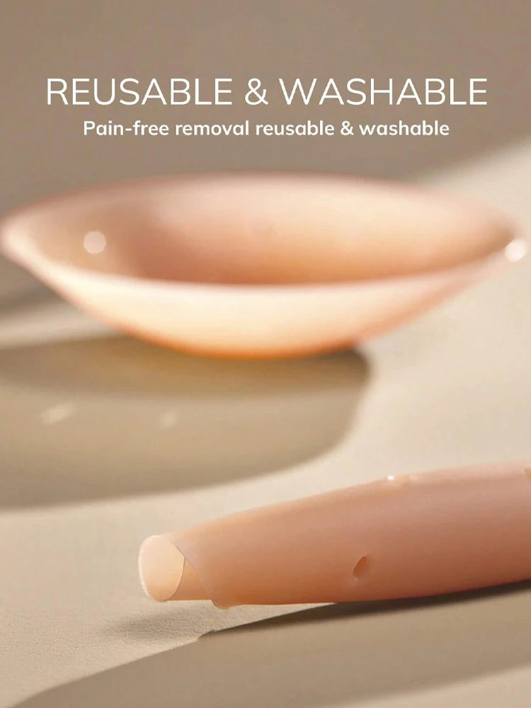 Women Breathable Silicone Nipple Cover Hollow Out Breast Petal Strapless Bras Summer Invisible Intimates Boob Pads With Box