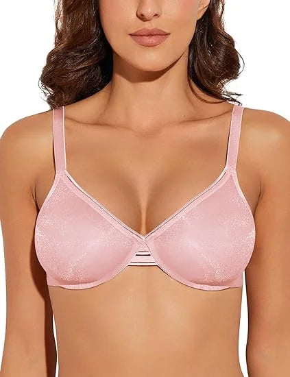 Wingslove Women's Sexy Mesh Sheer Transparent Bra Demi Underwire Lingerie See-through Flattering Underwear black/Champagne/pink