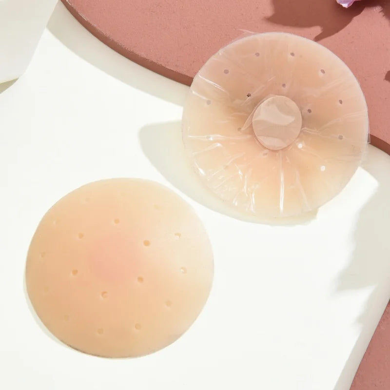 Women Breathable Silicone Nipple Cover Hollow Out Breast Petal Strapless Bras Summer Invisible Intimates Boob Pads With Box