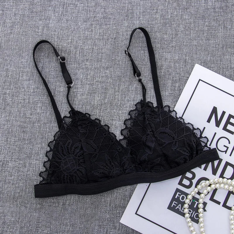 Women's Sexy Lace Bra Wire Free Unpadded Lingerie Bralette Female Ultra Thin Sexy Brassiere Girls Underwear A/B Cup