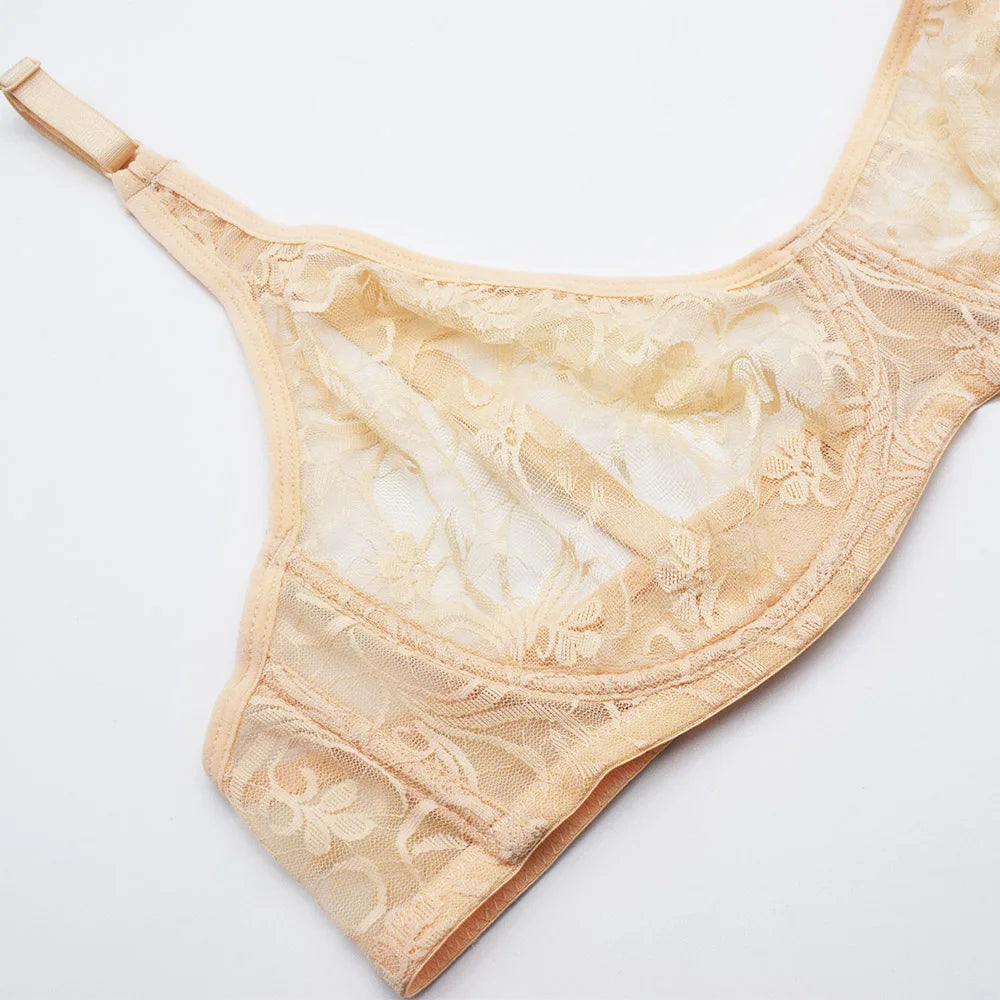 Sexy Lace Bras For Women Unlined Underwire Bra Bralette Underwear Tops Embroidery Floral Lingerie  Brassiere BH A B C D DD Cup