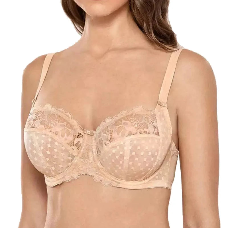 Women's Lace Minimizer Bras Full Coverage Non-Padded Underwire Lingerie Support Unlined Sexy Bralette 36 38 40 42 D DD E F