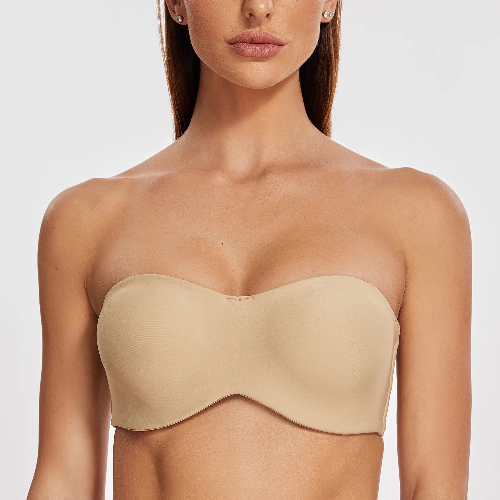 Women's Strapless Bra for Large Bust Minimizer Unlined Bandeau with Underwire