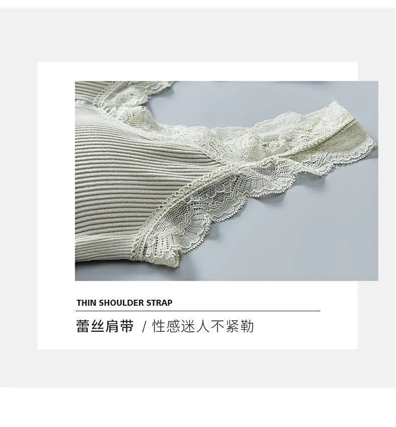 Sexy Lace Bras For Women Without Bones Underwire Push Up Sports Vest Tank Top Pads Invisible Back Bra Without Cups