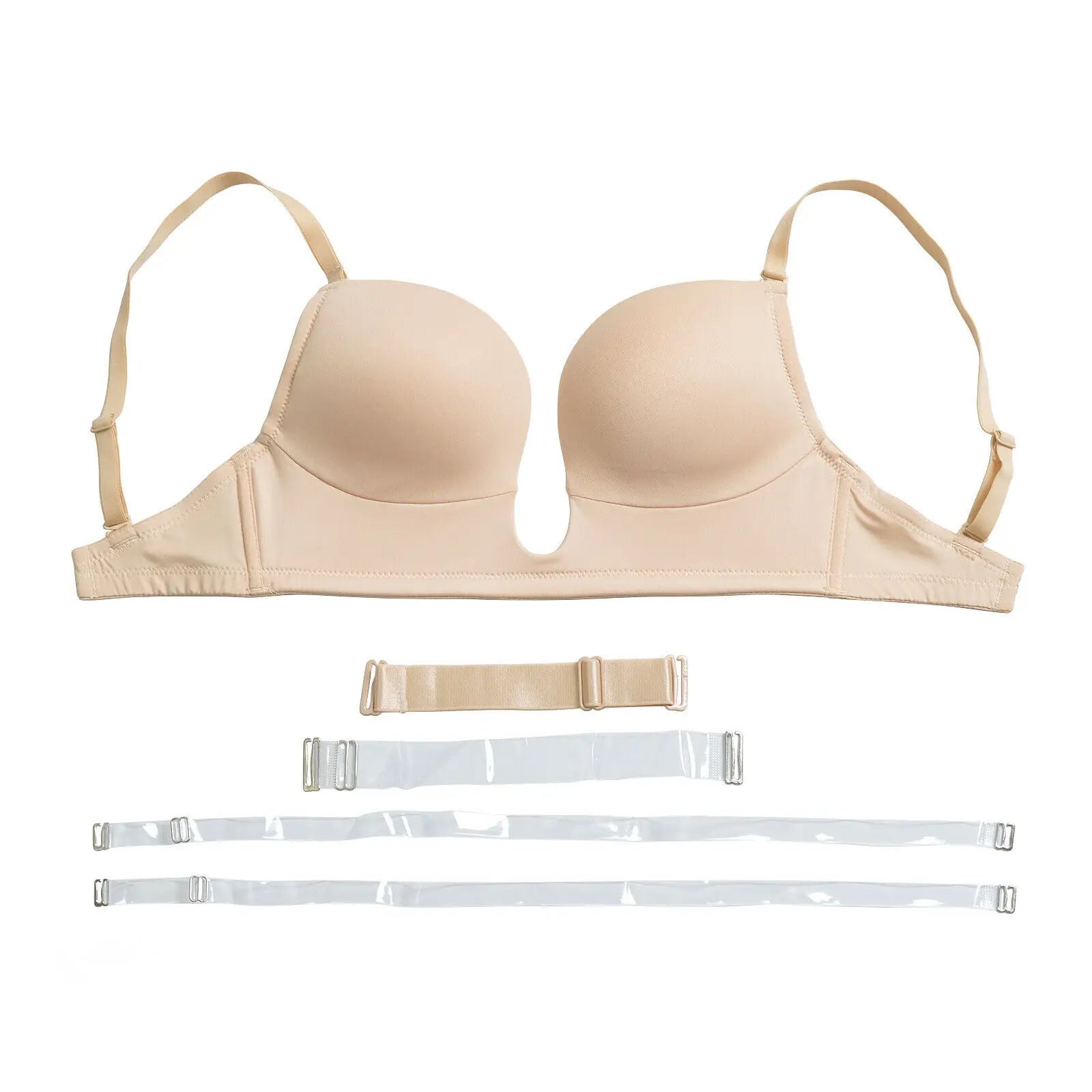 YBCG Deep Plunge Bra Push Up Lingerie Padded Low Cut Bras for Women Underwire Bralette Adjustable Convertible Strap Underwear