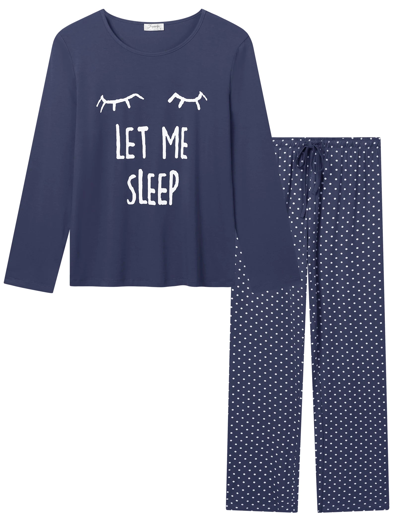 Joyaria Round Neck Pajama for Women Long Sleeve Top and Pants Pjs Set with Pockets