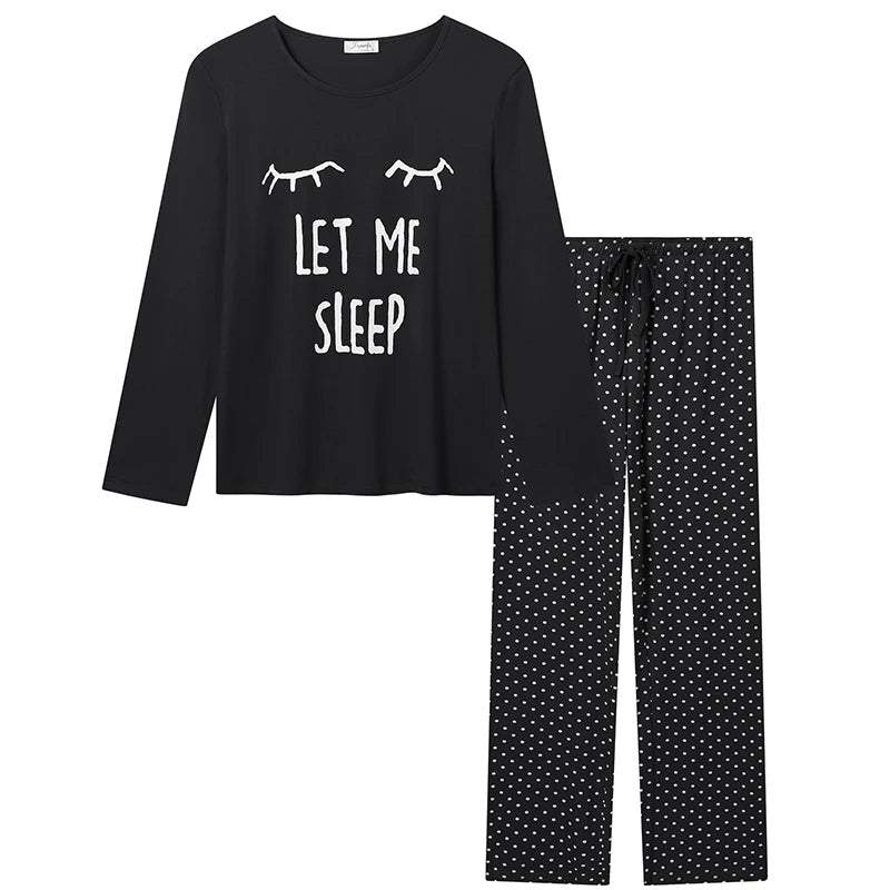 Joyaria Round Neck Pajama for Women Long Sleeve Top and Pants Pjs Set with Pockets