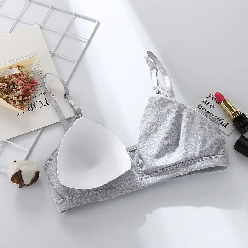 Cotton Bras For Women Push-Up Bra Non-Wire Brassiere Sexy Lingerie Comfort Braette Solid Color Breathable Underwear V-Neck Tops