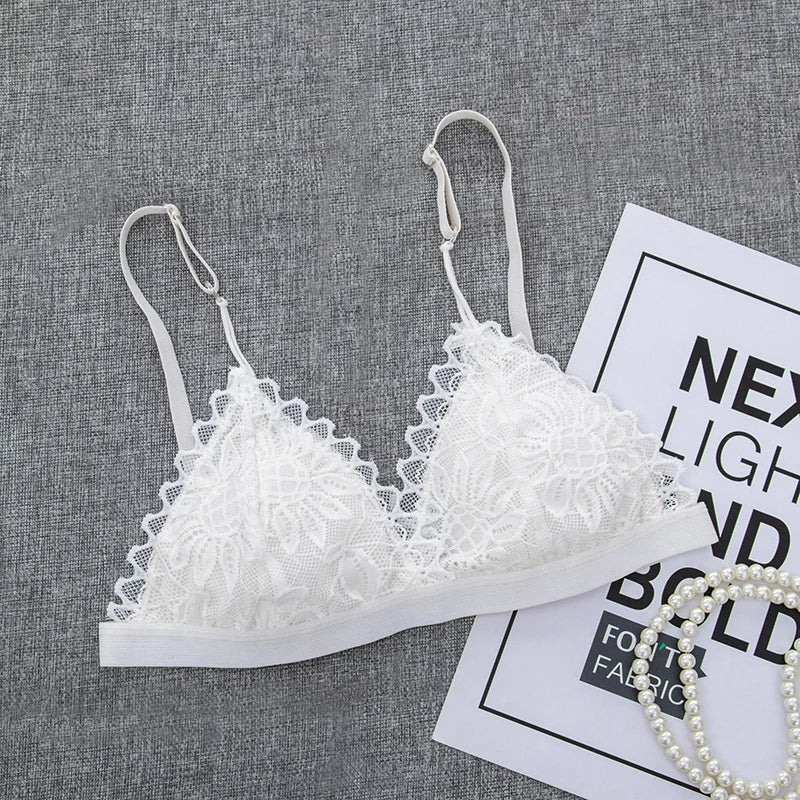Women's Sexy Lace Bra Wire Free Unpadded Lingerie Bralette Female Ultra Thin Sexy Brassiere Girls Underwear A/B Cup