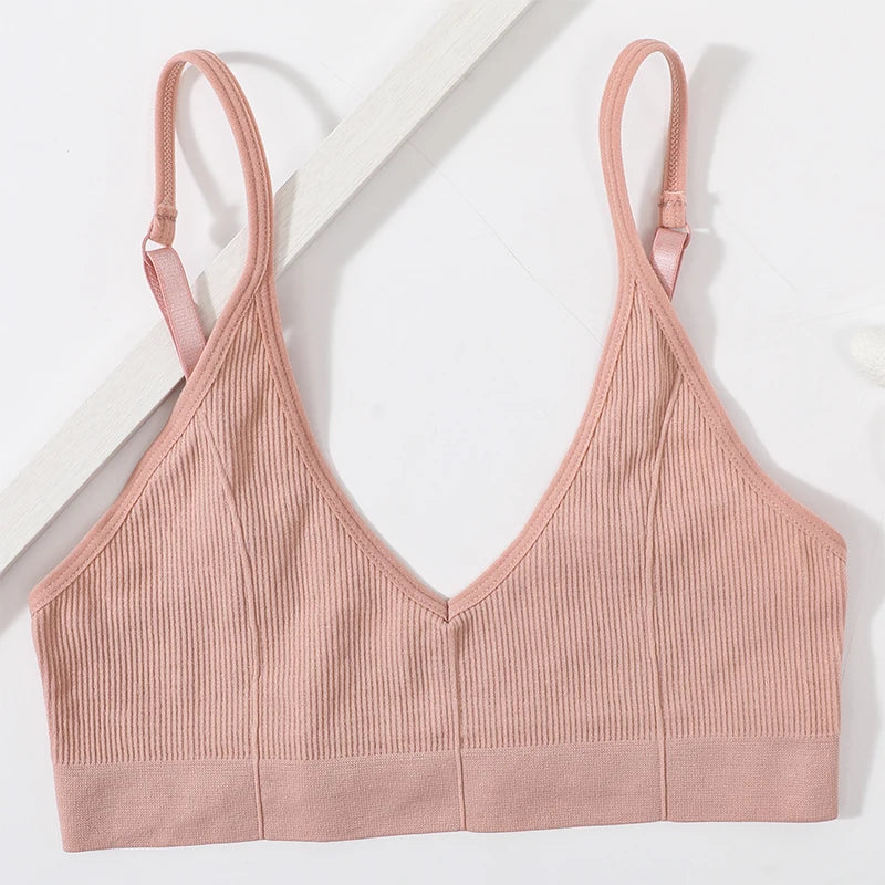 Seamless Bras For Women U Back Crop Tops Unlined Bralette Sports Bra Sexy Lingerie Wireless Brassiere Female Ribbed Underwear
