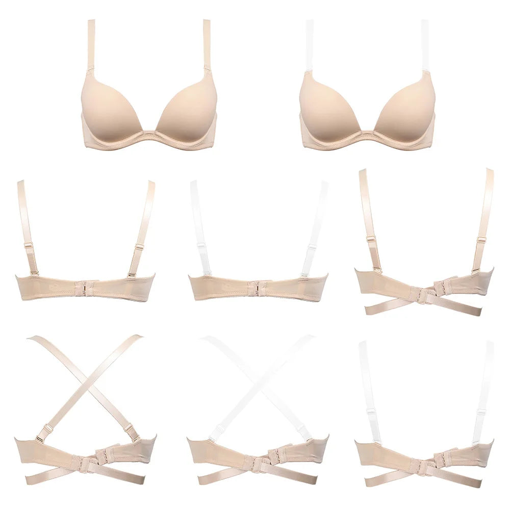 New Sexy Bra For Women Plunge Multiway Underwire Padded Push Up Bras A B C D E 65 70 75 80 85 90 95 100
