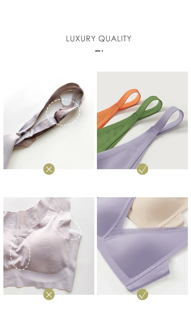 SUJIIN Plunge Push Up Bra for Small Chest Women Wireless Seamless Bralettes Comfortable Soft Padded Sexy Bra Women's Underwear