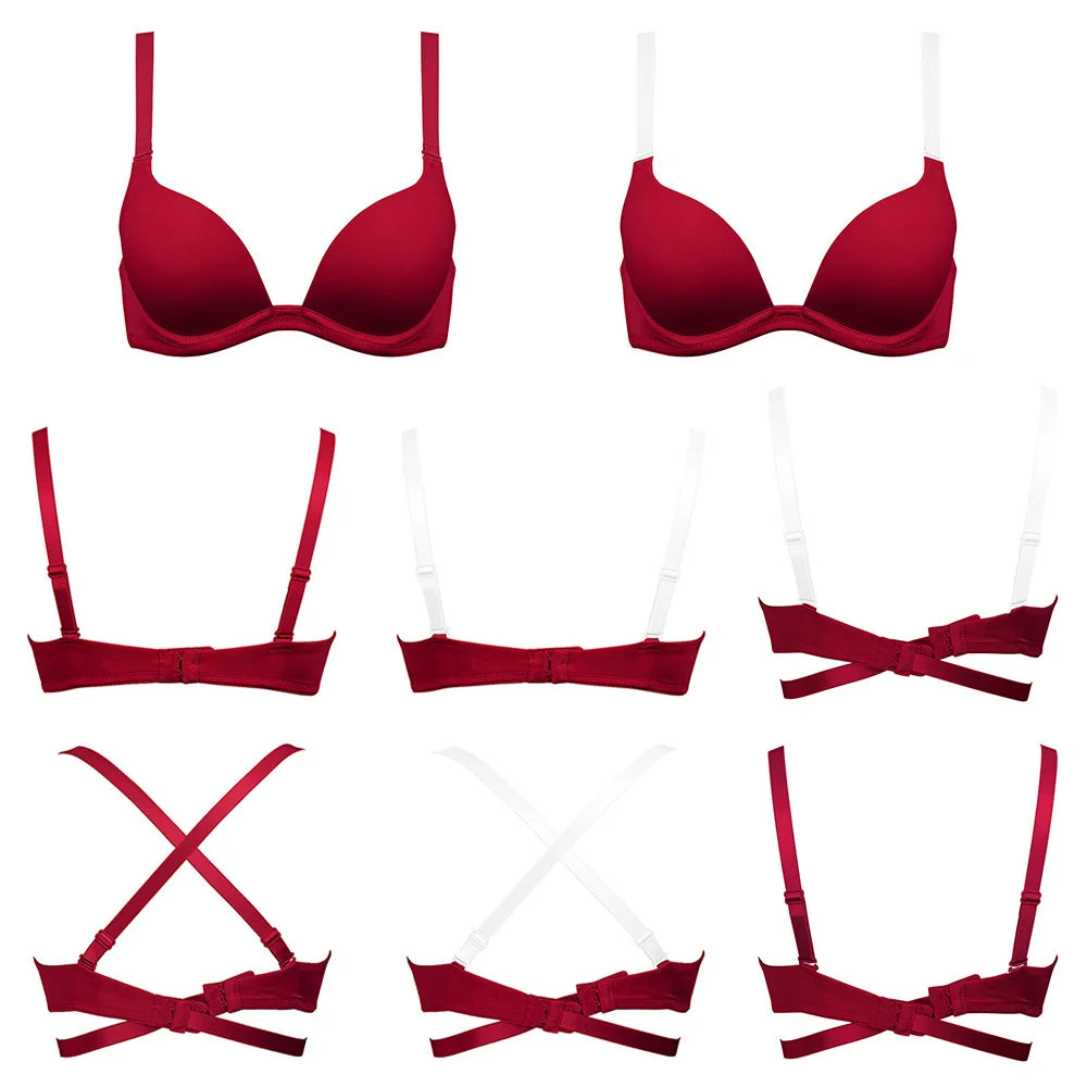 New Sexy Bra For Women Plunge Multiway Underwire Padded Push Up Bras A B C D E 65 70 75 80 85 90 95 100