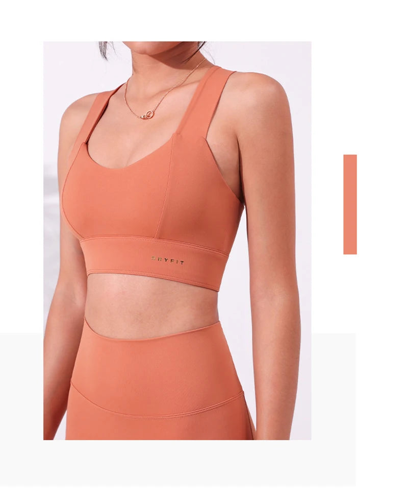 Sports Bra Yoga Gym Unwired Bras Women High Full Support Workout Top Fitness Running Push Up Wide Straps Cross Back Underwear
