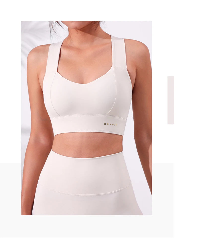Sports Bra Yoga Gym Unwired Bras Women High Full Support Workout Top Fitness Running Push Up Wide Straps Cross Back Underwear