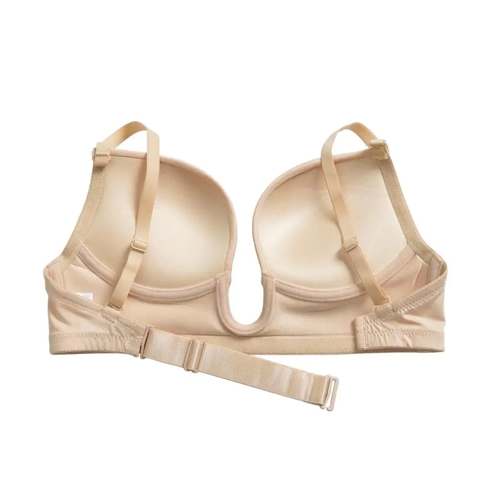 YBCG Deep Plunge Bra Push Up Lingerie Padded Low Cut Bras for Women Underwire Bralette Adjustable Convertible Strap Underwear