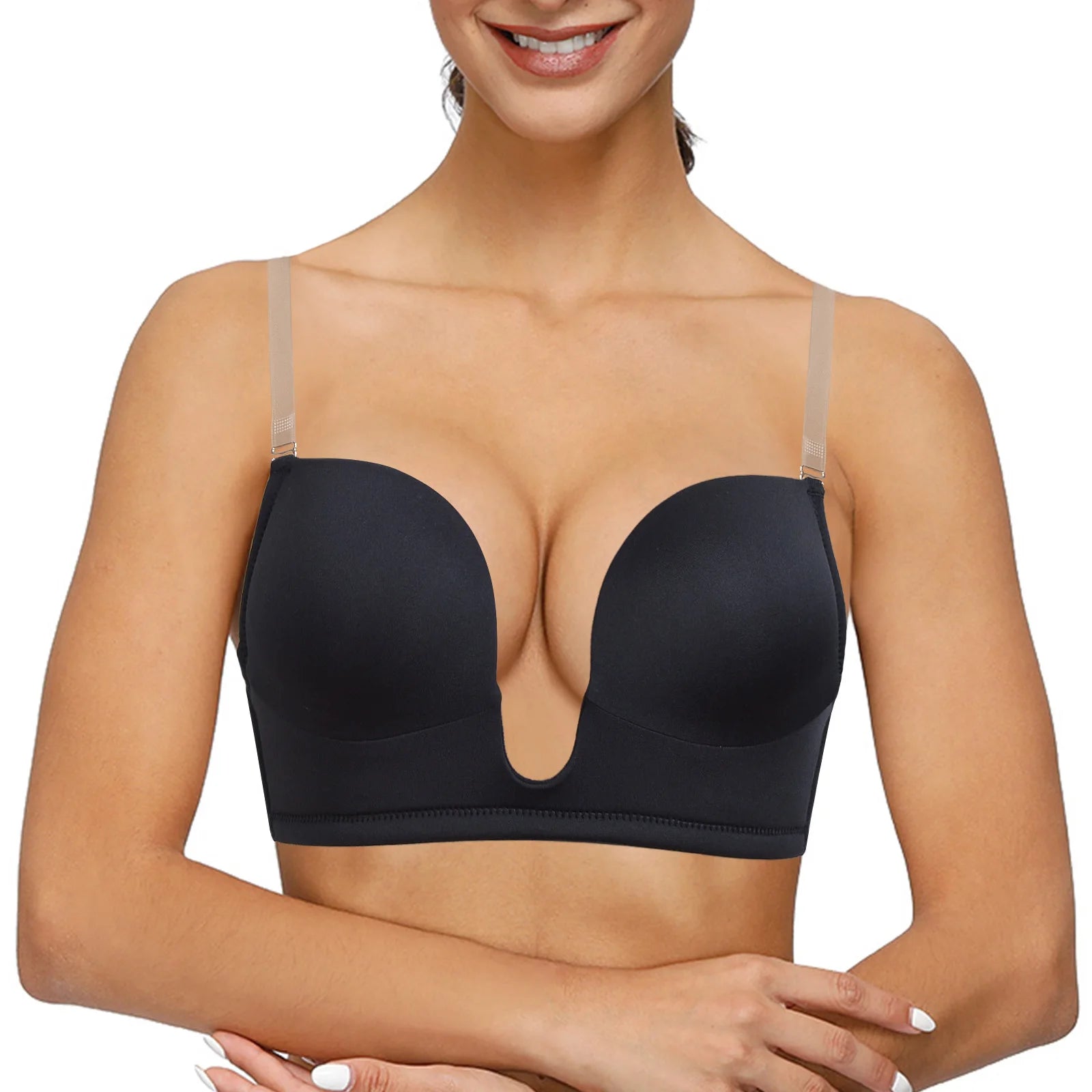 YBCG Deep Plunge Bra Push Up Lingerie Padded Low Cut Bras for Women Underwire Bralette Adjustable Convertible Strap Underwear