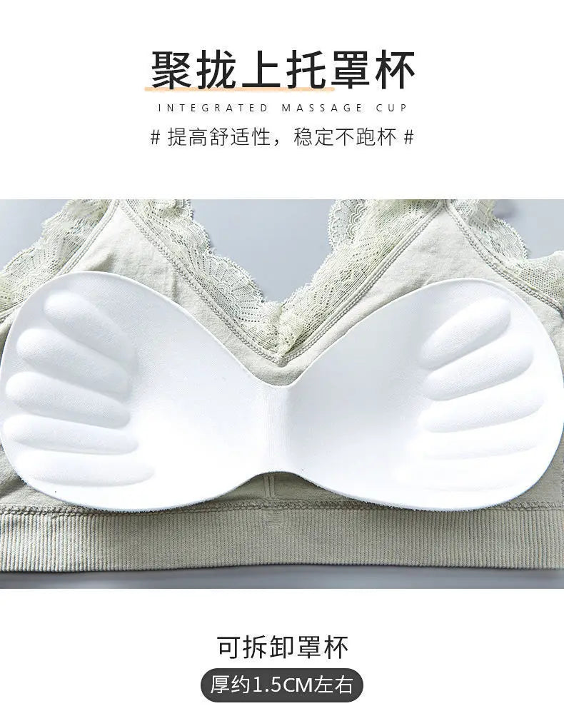 Sexy Lace Bras For Women Without Bones Underwire Push Up Sports Vest Tank Top Pads Invisible Back Bra Without Cups