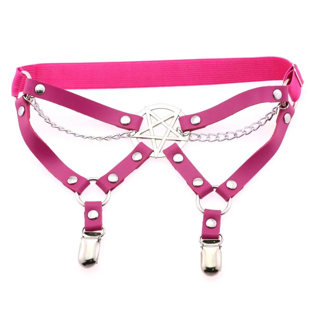 New Goth Punk Leg Strap Garter Belt Pentagram Thigh Harness Women Girls Gothic Cosplay Accessories Harajuku Egirl Jewelry