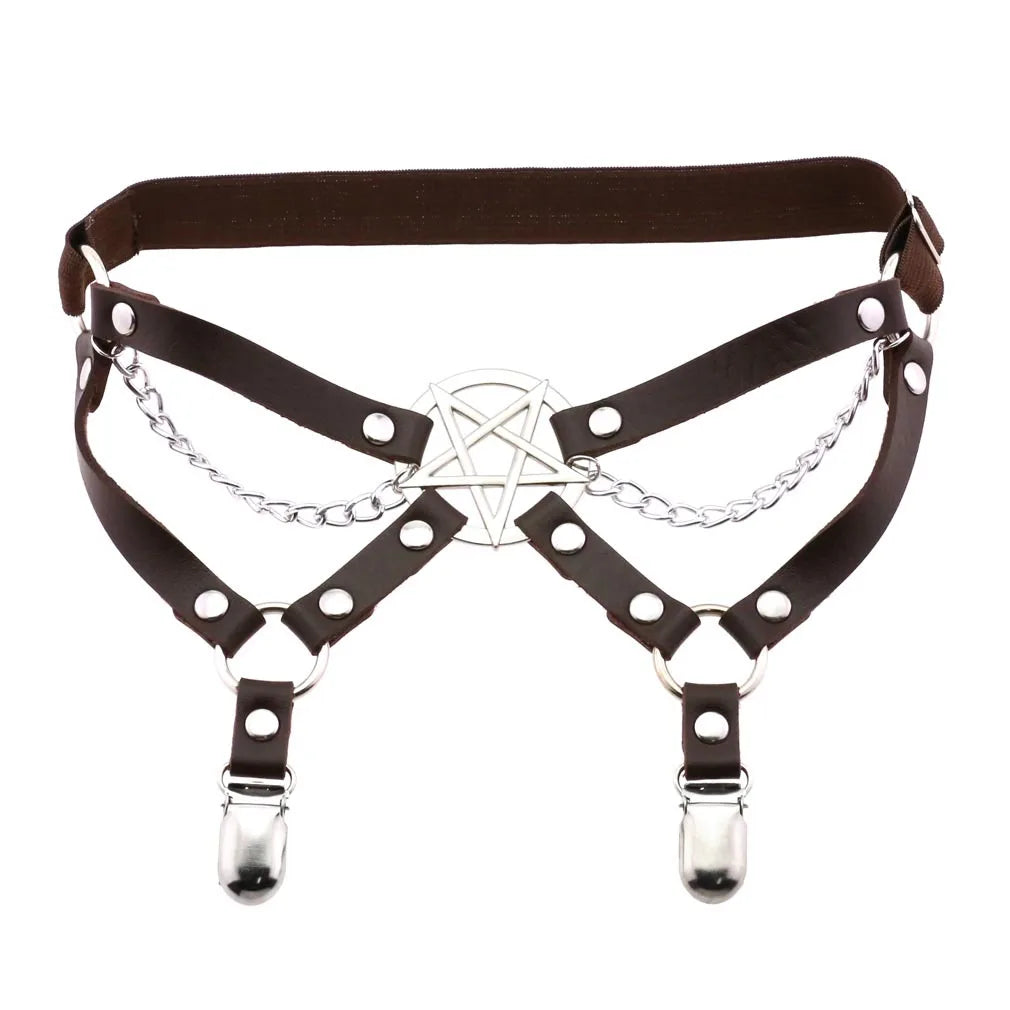 New Goth Punk Leg Strap Garter Belt Pentagram Thigh Harness Women Girls Gothic Cosplay Accessories Harajuku Egirl Jewelry