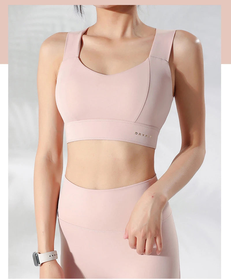 Sports Bra Yoga Gym Unwired Bras Women High Full Support Workout Top Fitness Running Push Up Wide Straps Cross Back Underwear