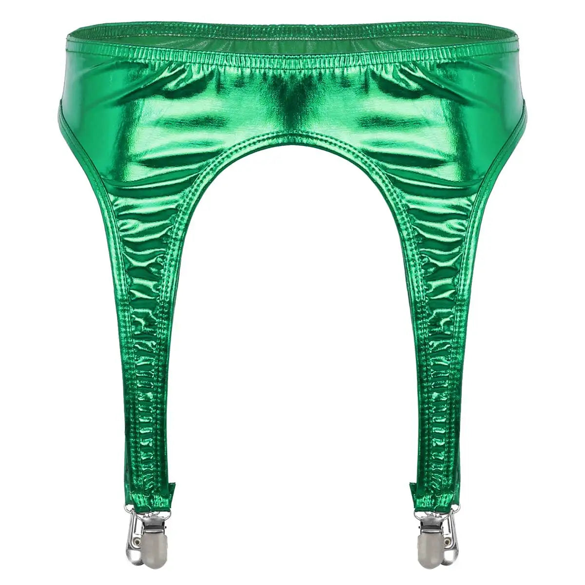 Women's Garters Gothic Lingerie Shiny Metallic High Waist Suspender for Thigh High Stockings Rave Festival Pole Dance Costume