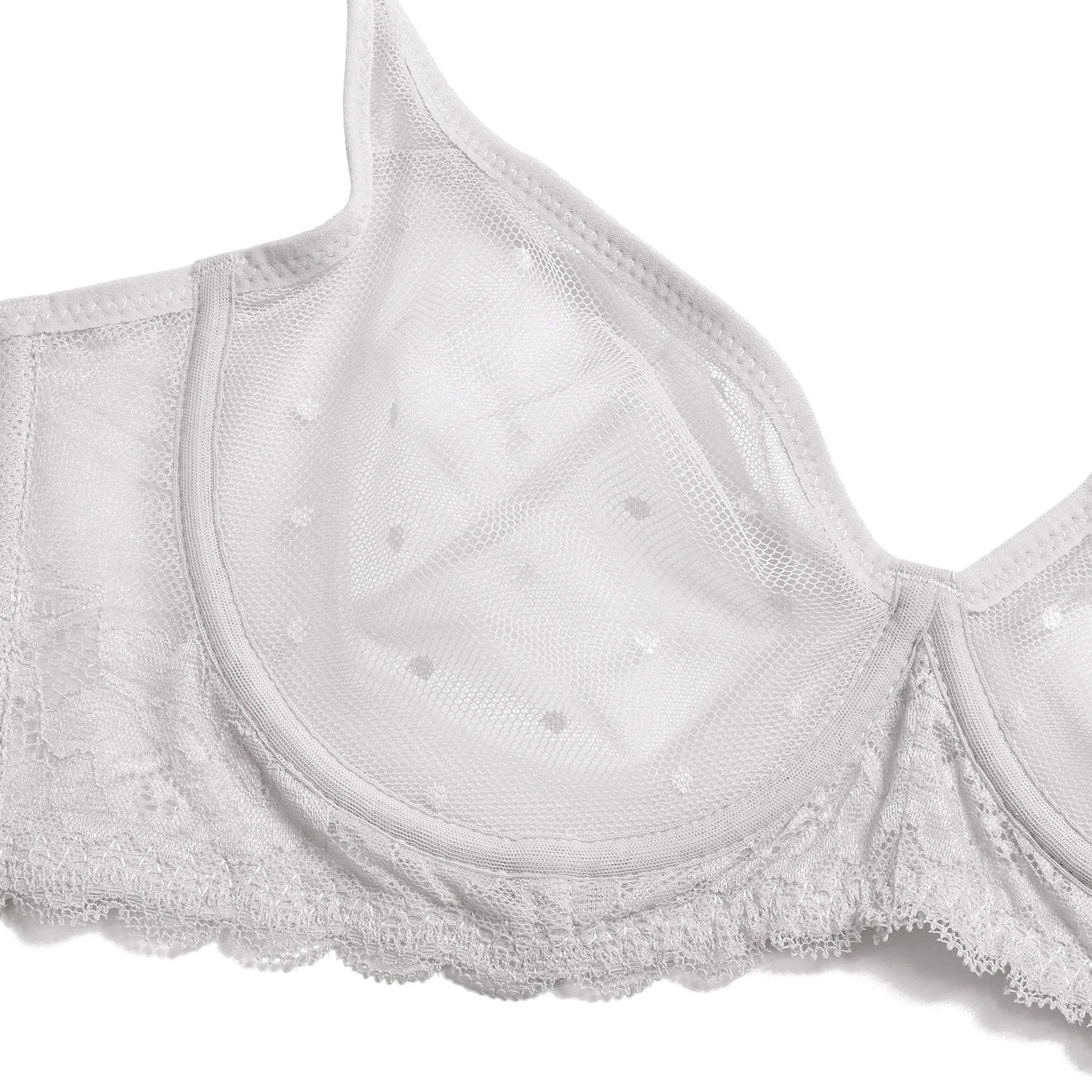 YBCG Nude Bra Unlined Hollow Mesh Lace Lingerie Full Coverage Underwire Bras for Women Plus Size Bralette See Through Underwear