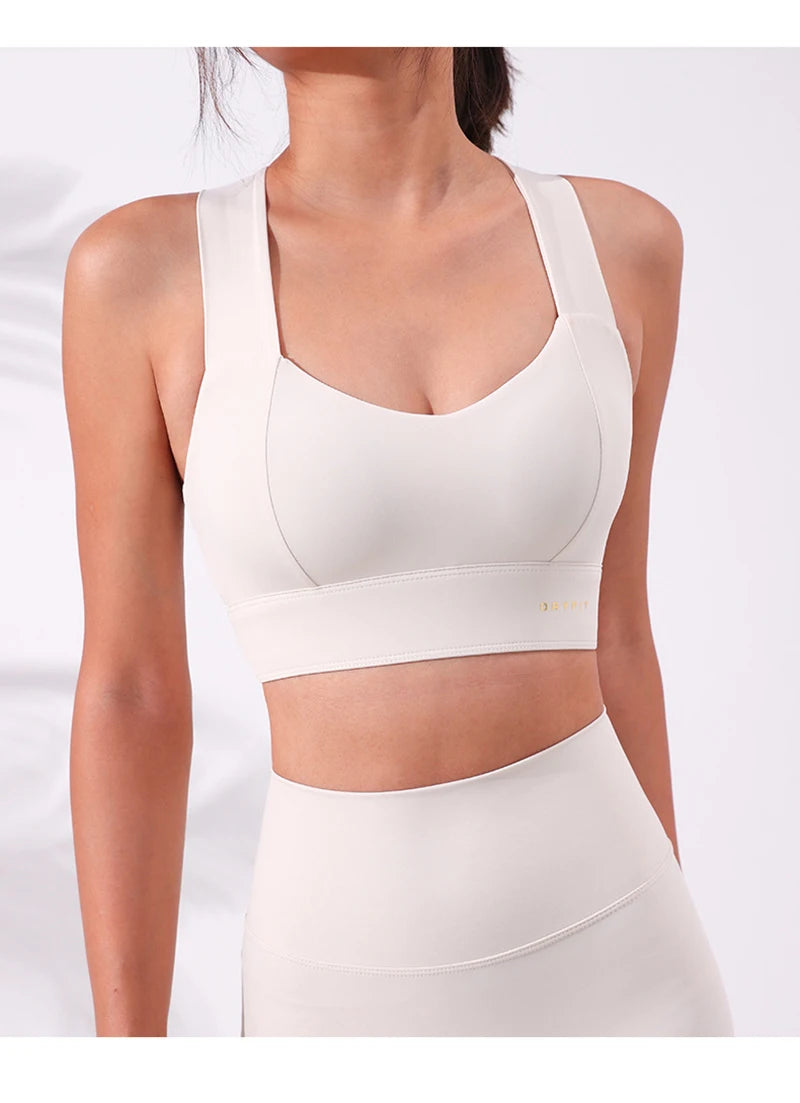 Sports Bra Yoga Gym Unwired Bras Women High Full Support Workout Top Fitness Running Push Up Wide Straps Cross Back Underwear