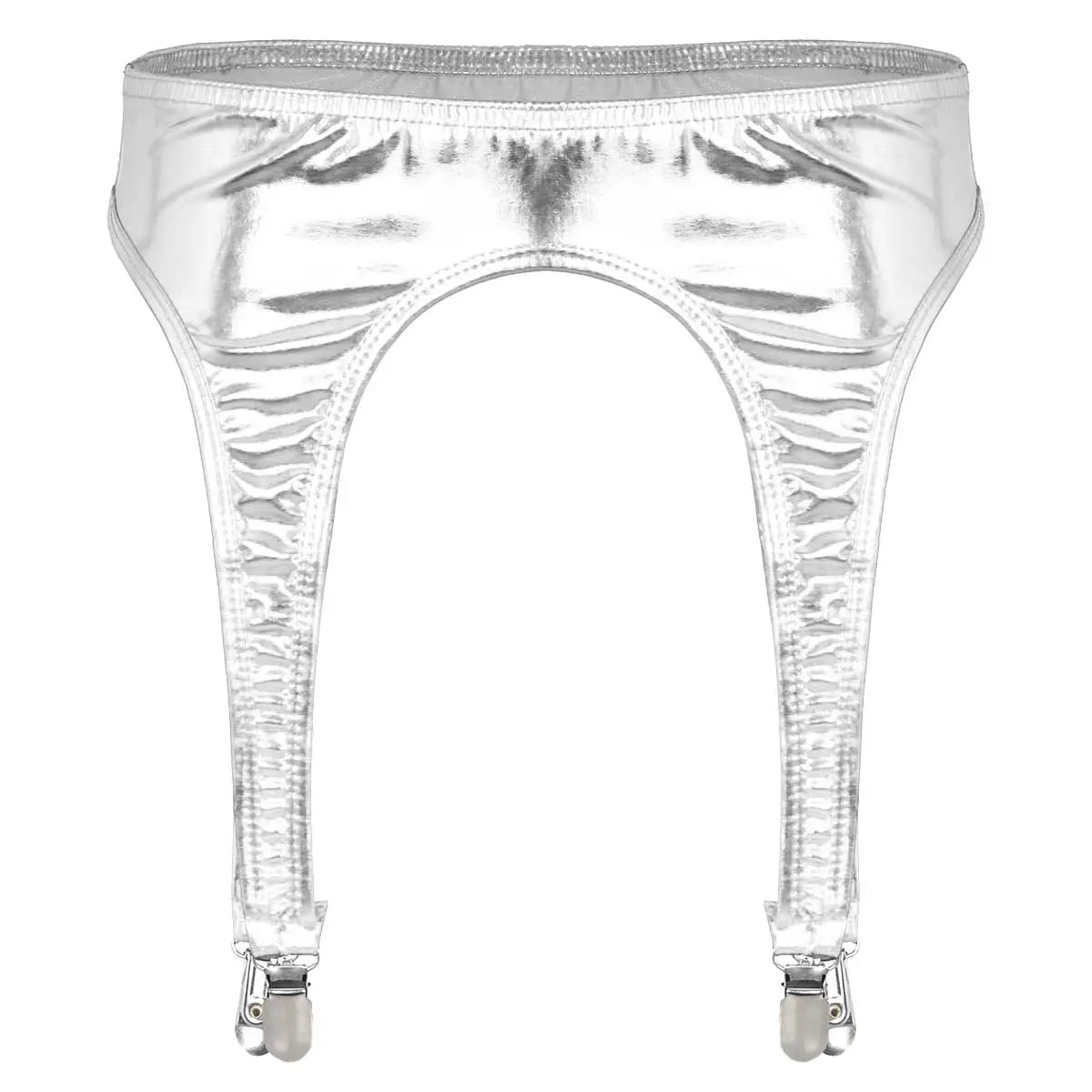 Women's Garters Gothic Lingerie Shiny Metallic High Waist Suspender for Thigh High Stockings Rave Festival Pole Dance Costume