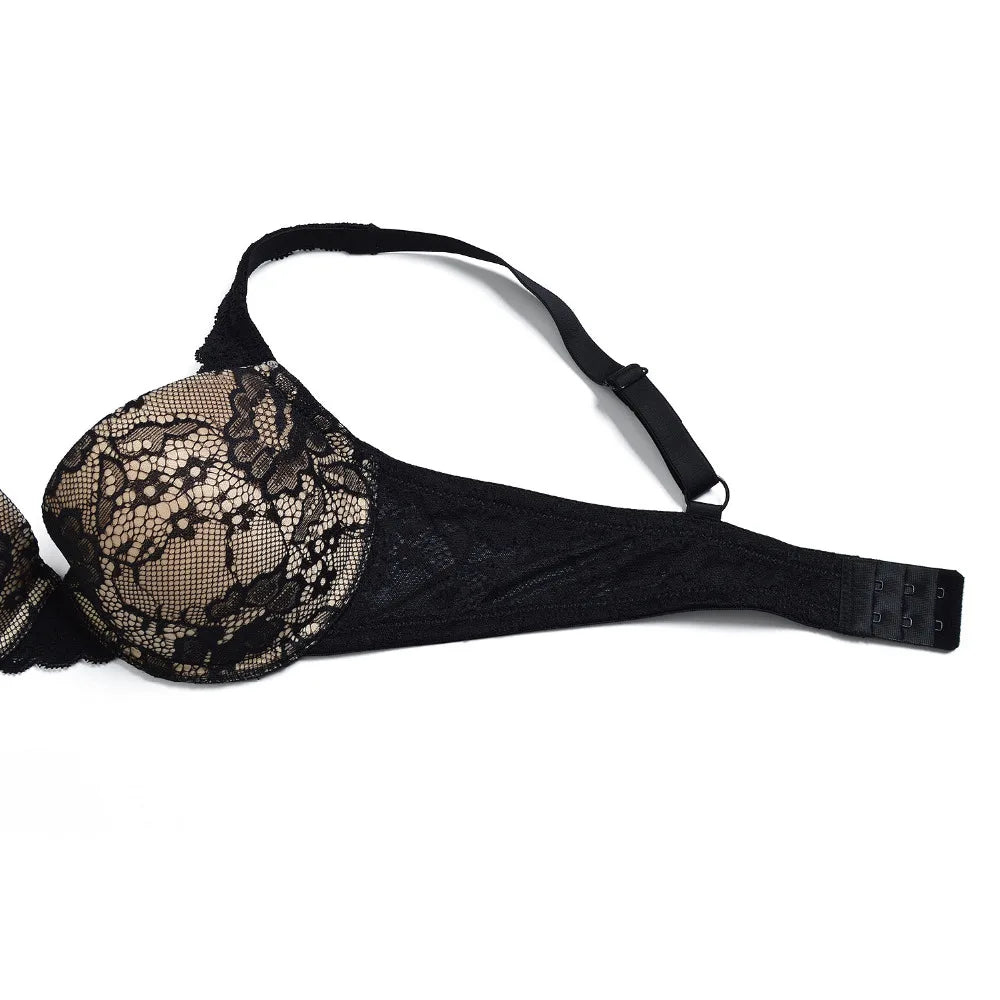 Push Up Women's Bra Sexy Everyday Floral Embroidery Underwire Lace Bralette Plus Size A B C D DD E Cups 70 75 80 85 90 95 100