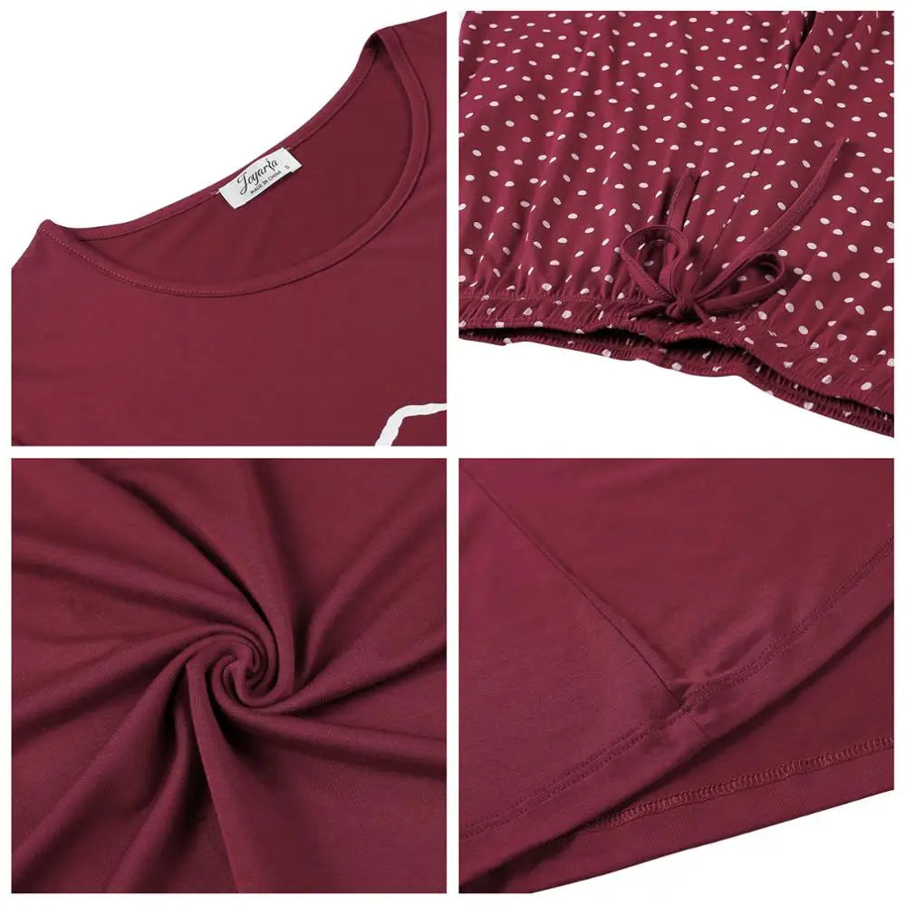Joyaria Round Neck Pajama for Women Long Sleeve Top and Pants Pjs Set with Pockets