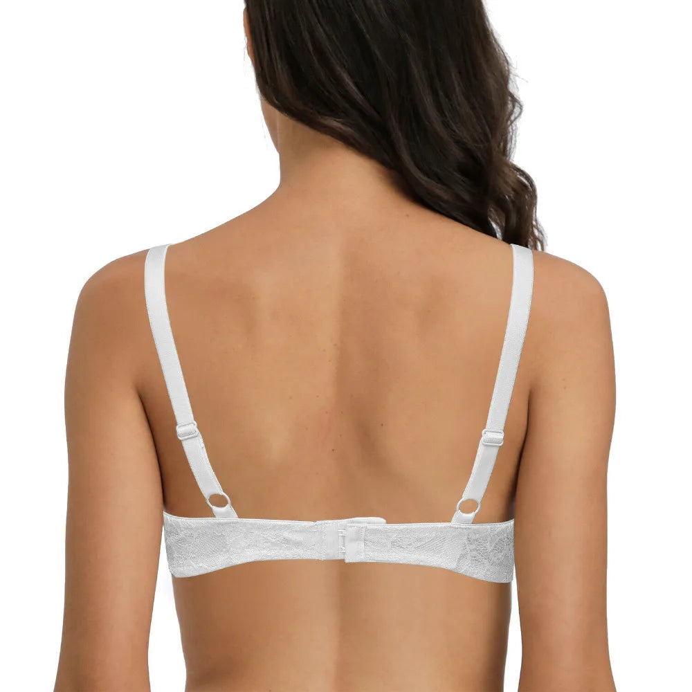 Push Up Women's Bra Sexy Everyday Floral Embroidery Underwire Lace Bralette Plus Size A B C D DD E Cups 70 75 80 85 90 95 100