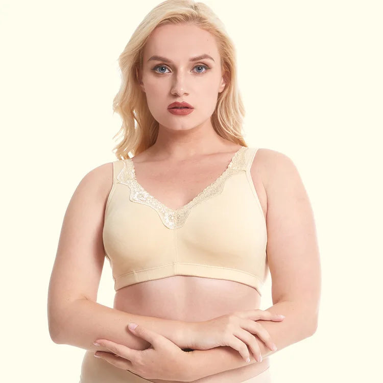 Bras  for Women  New Plus Size Underwear 95% Cotton Full Large Cup Comfortable Seamless Wireless Ultra-thin  Brassiere 115DEF