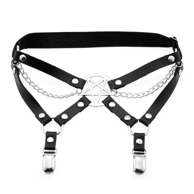 New Goth Punk Leg Strap Garter Belt Pentagram Thigh Harness Women Girls Gothic Cosplay Accessories Harajuku Egirl Jewelry