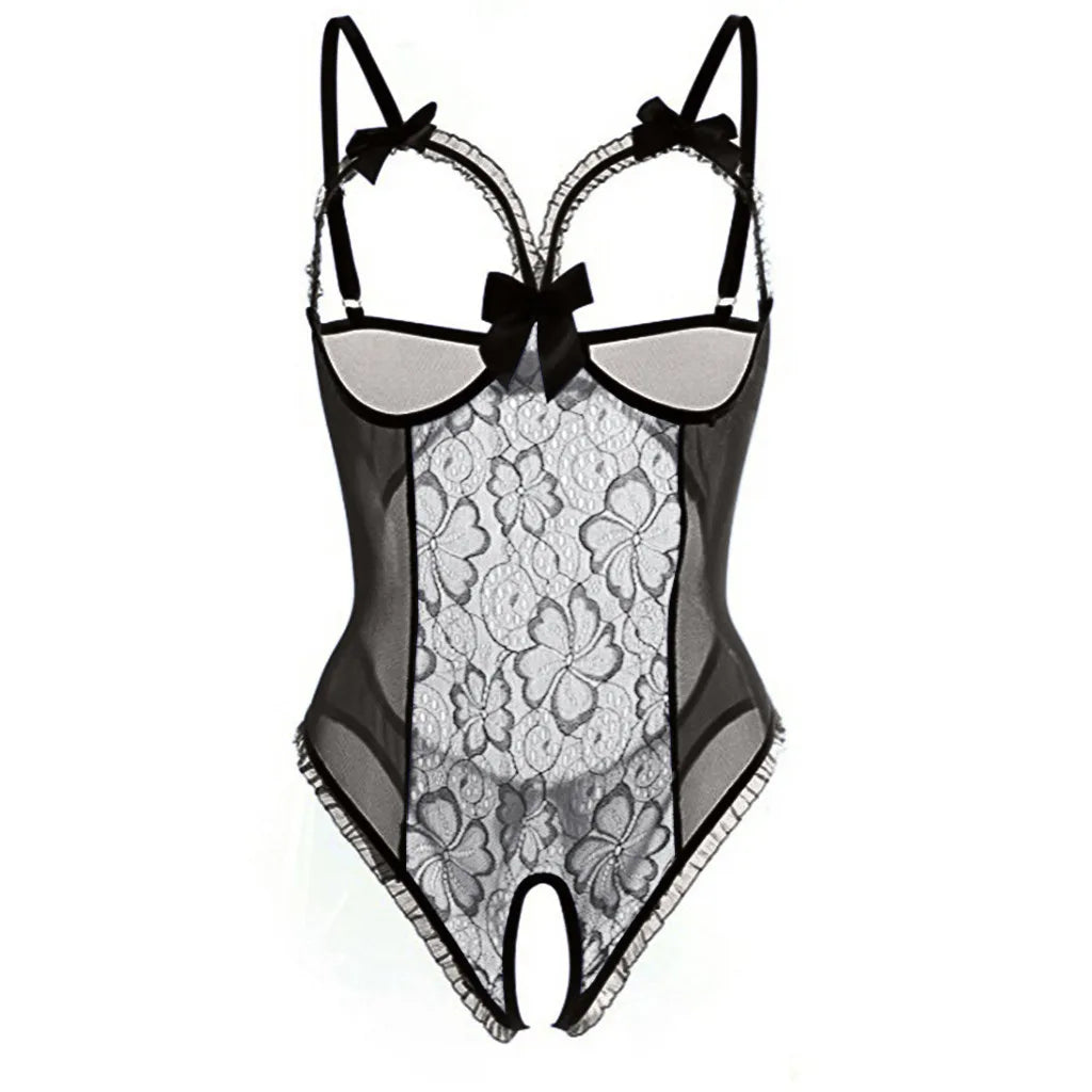 Erotic Lingerie For Women Sex Underwear Porn Outfit Dress Hot Bow Open Sexy Costume Open Crotch Transparent Lingerie Plus Size