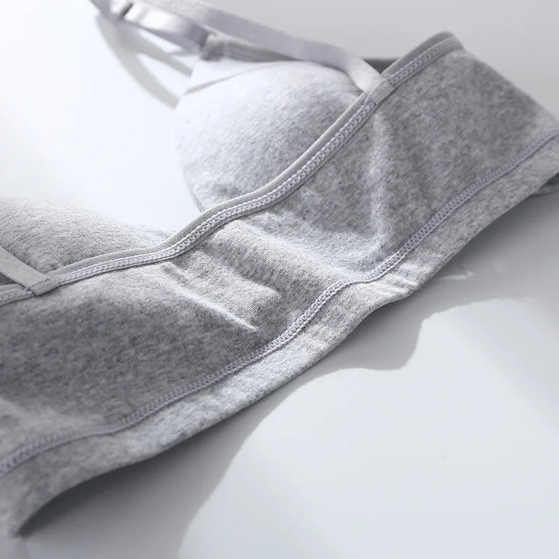 Cotton Bras For Women Push-Up Bra Non-Wire Brassiere Sexy Lingerie Comfort Braette Solid Color Breathable Underwear V-Neck Tops