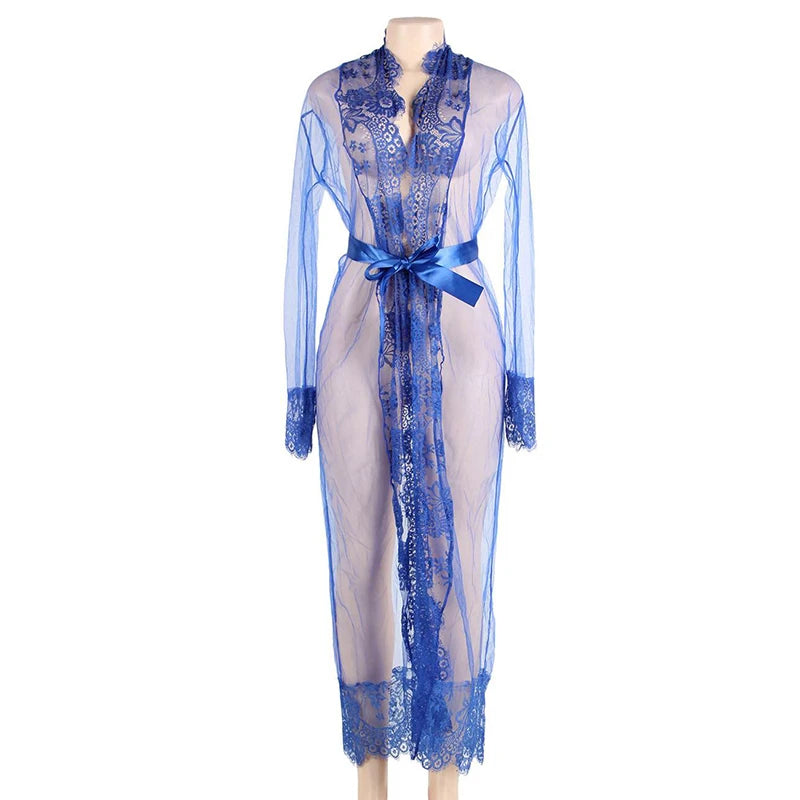 Comeondear Lace Long Sleepwear Robes Gown Nuisette Femme Plus Size Peignoir For Women Wedding Gowns For Wedding Mesh Nightdress