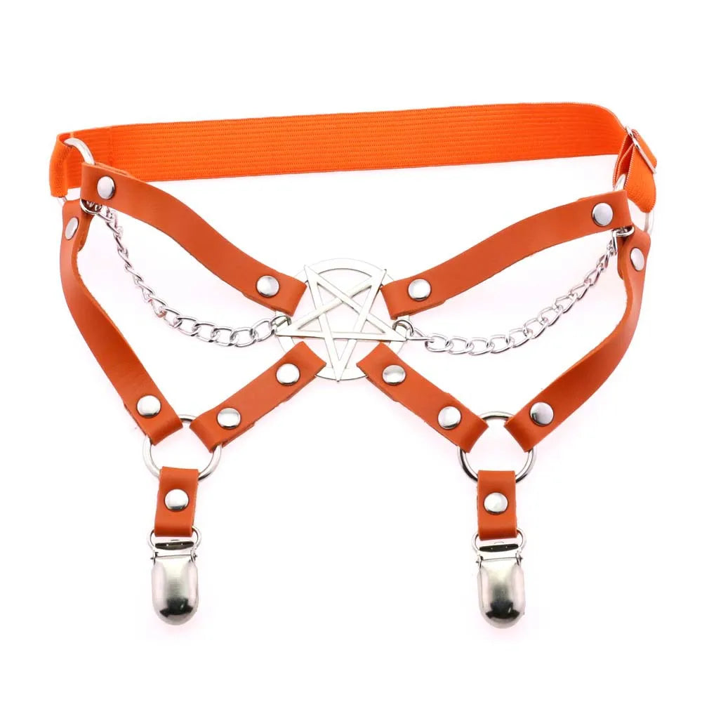 New Goth Punk Leg Strap Garter Belt Pentagram Thigh Harness Women Girls Gothic Cosplay Accessories Harajuku Egirl Jewelry