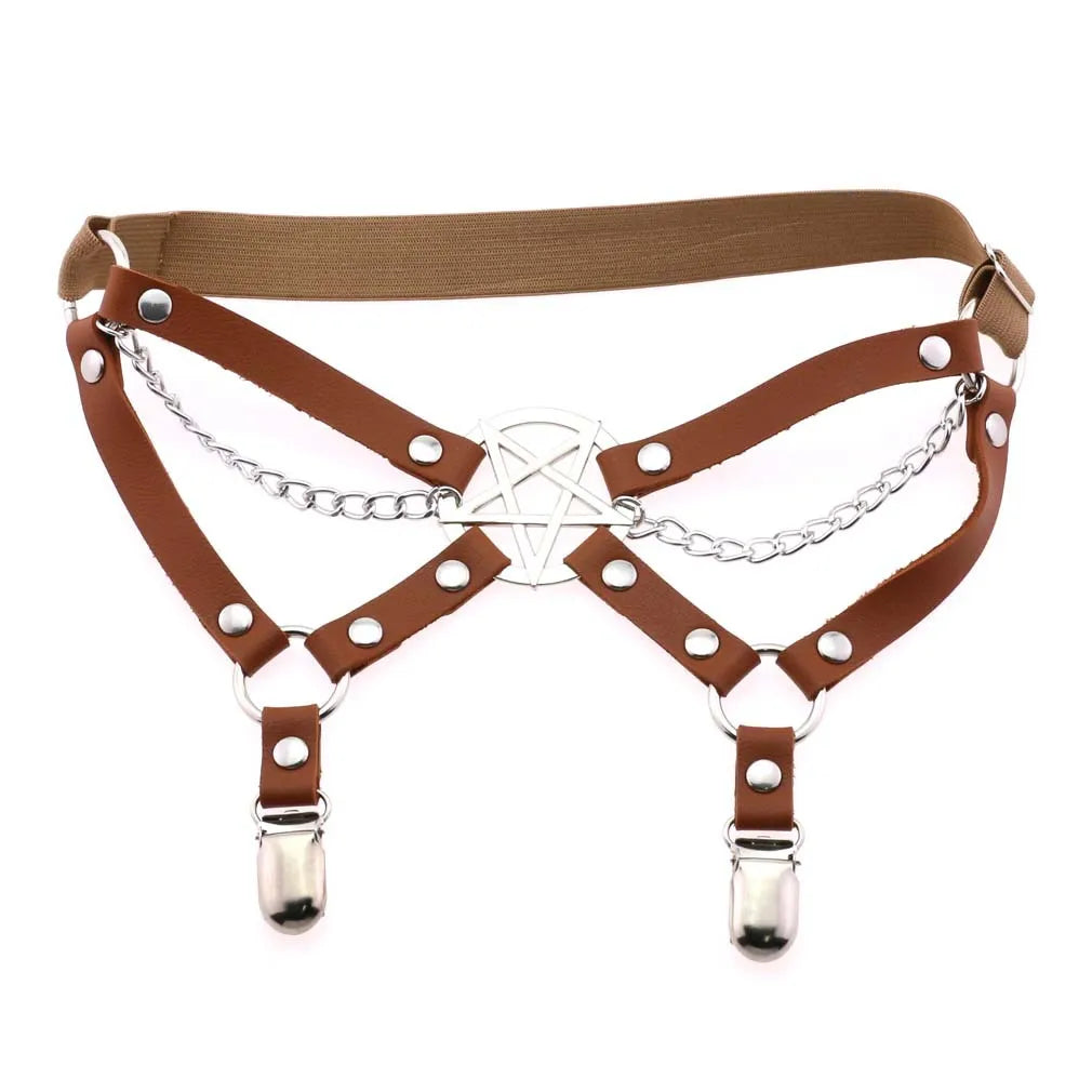 New Goth Punk Leg Strap Garter Belt Pentagram Thigh Harness Women Girls Gothic Cosplay Accessories Harajuku Egirl Jewelry
