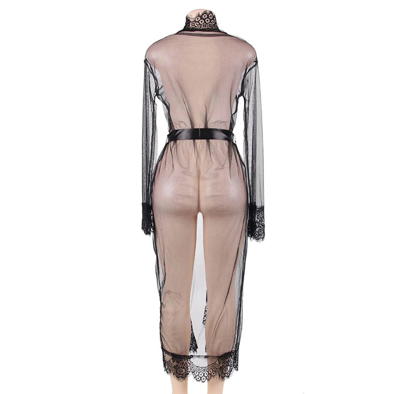 Comeondear Lace Long Sleepwear Robes Gown Nuisette Femme Plus Size Peignoir For Women Wedding Gowns For Wedding Mesh Nightdress