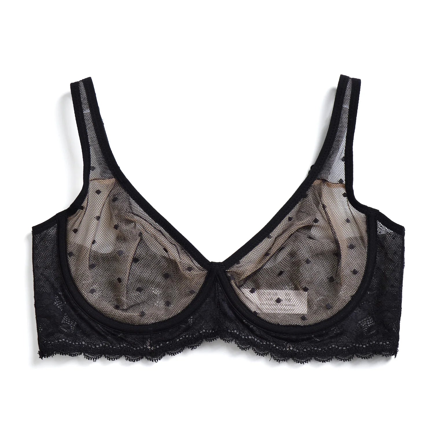 YBCG Nude Bra Unlined Hollow Mesh Lace Lingerie Full Coverage Underwire Bras for Women Plus Size Bralette See Through Underwear