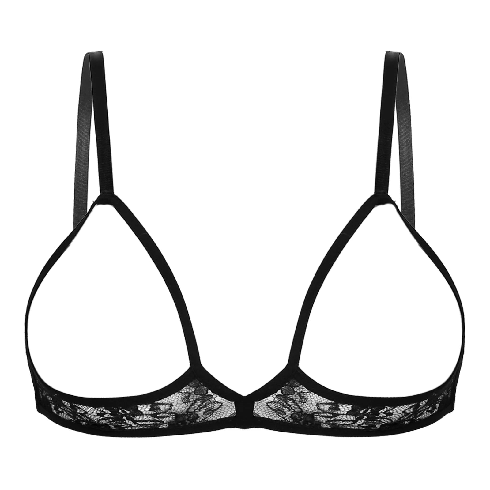 Women's Sexy Lingerie Bra Tops Sheer Floral Lace Hollow Out Wireless Bra Erotic Open Nipple Breast Unlined Bralette Underwear