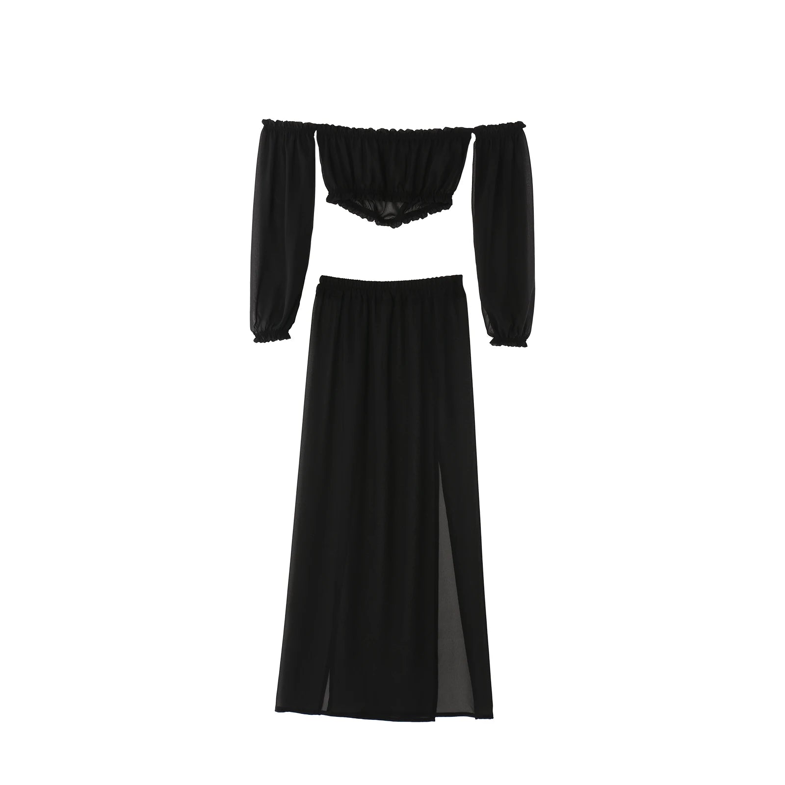 NEW Women Beach 2pcs Bikini Cover-Ups Swimsuit Off Shoulder Top+High Waist Dresss Sexy Ladies Swimming Cover Up Bathing Suit