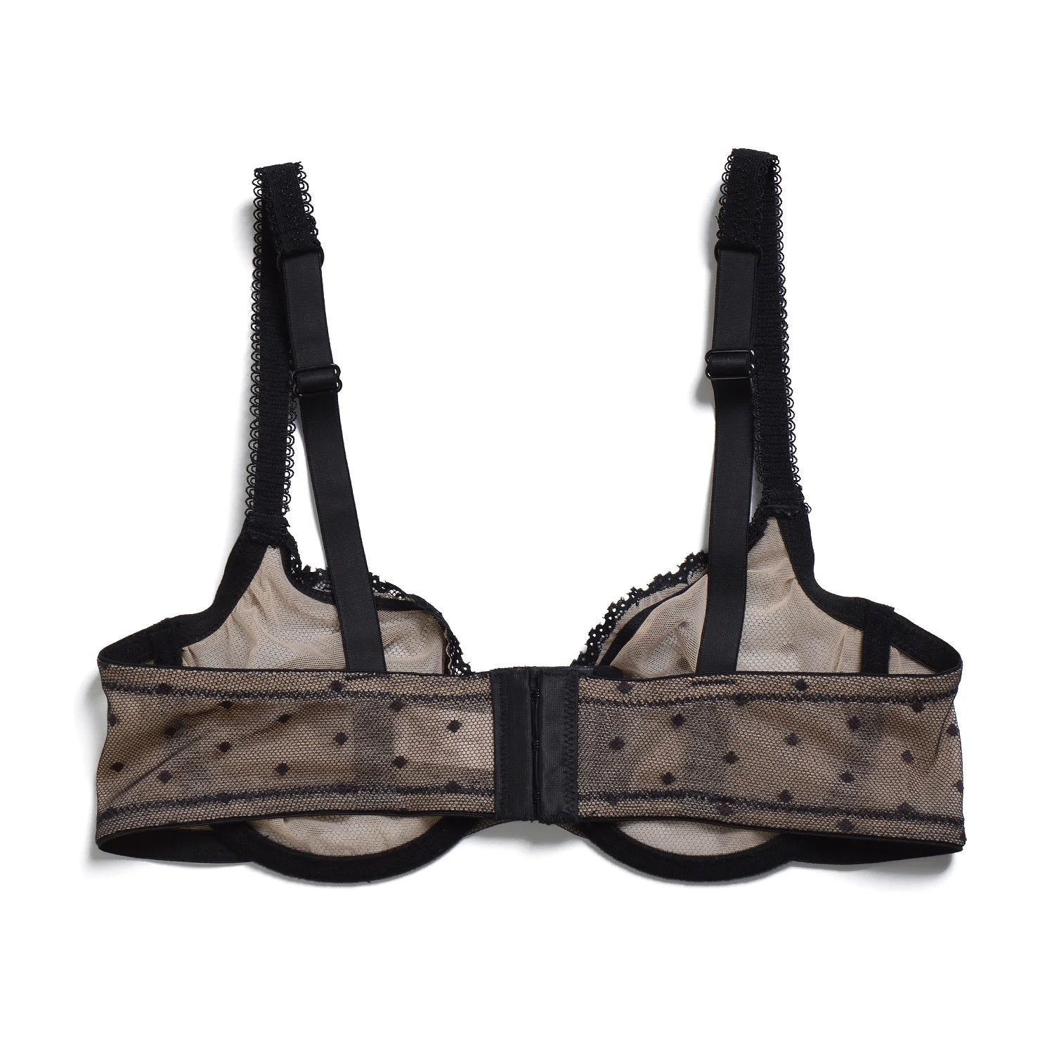 YBCG Black Women Bra Half Cup Lace Lingerie Unlined Underwire Bralette Hollow Mesh Transparent Bra for Women Plus Size Underwear