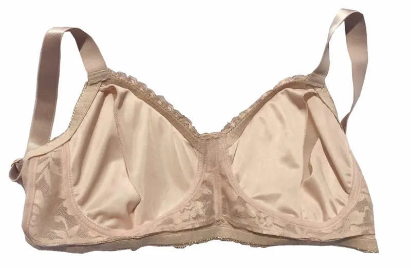 D-H Huge Cup See-Through Pocket Bra Shemale Drag Queen Crossdresser Mastectomy Bra for Silicone Breast Forms Fake Boobs