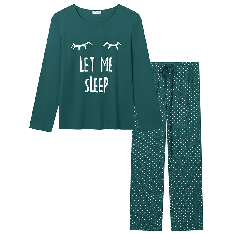 Joyaria Round Neck Pajama for Women Long Sleeve Top and Pants Pjs Set with Pockets