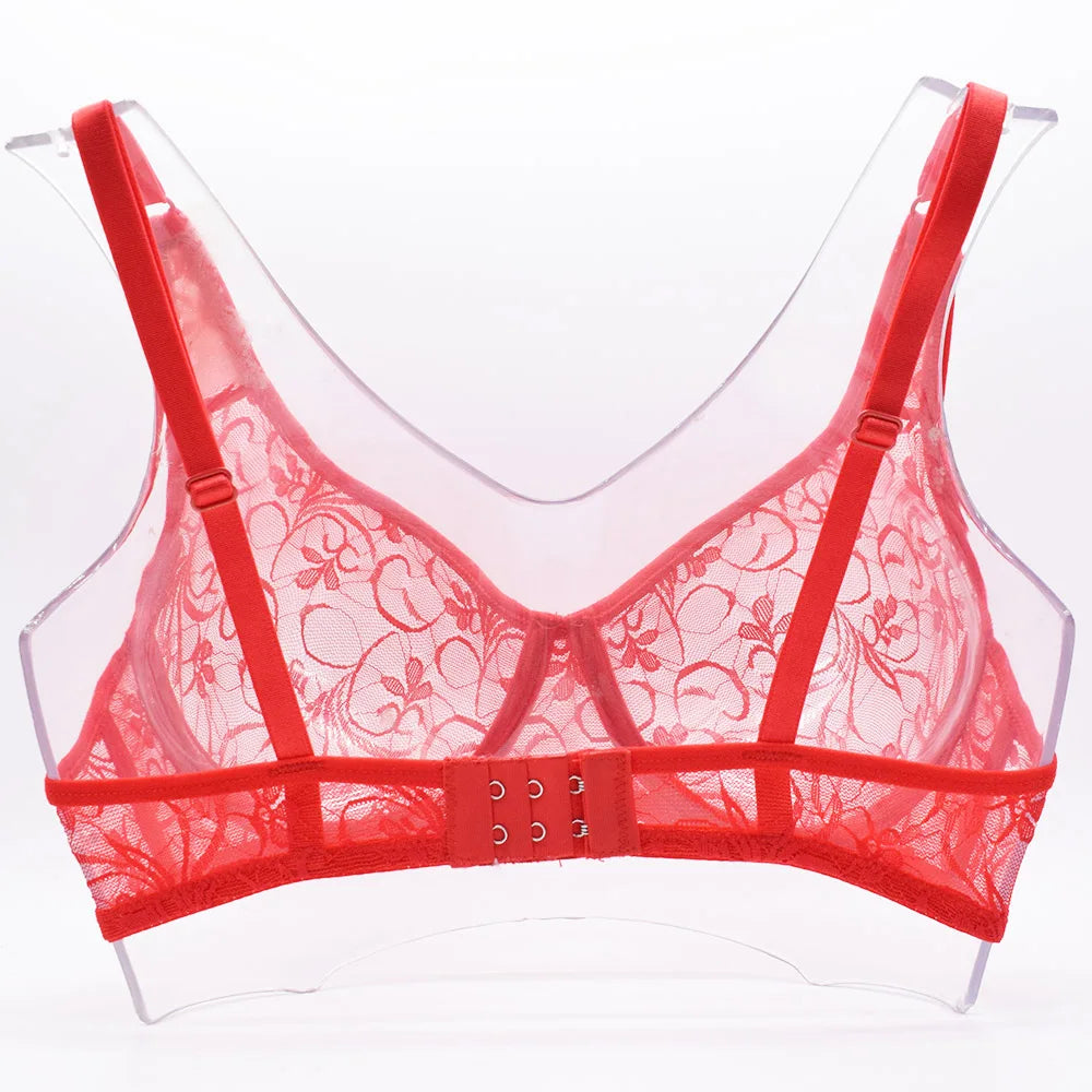 Sexy Womens Bras Unlined Underwire Lace Bra Bralette Unpadded Underwear See Through Lingerie Brassiere BH Top A B C D DD Cup